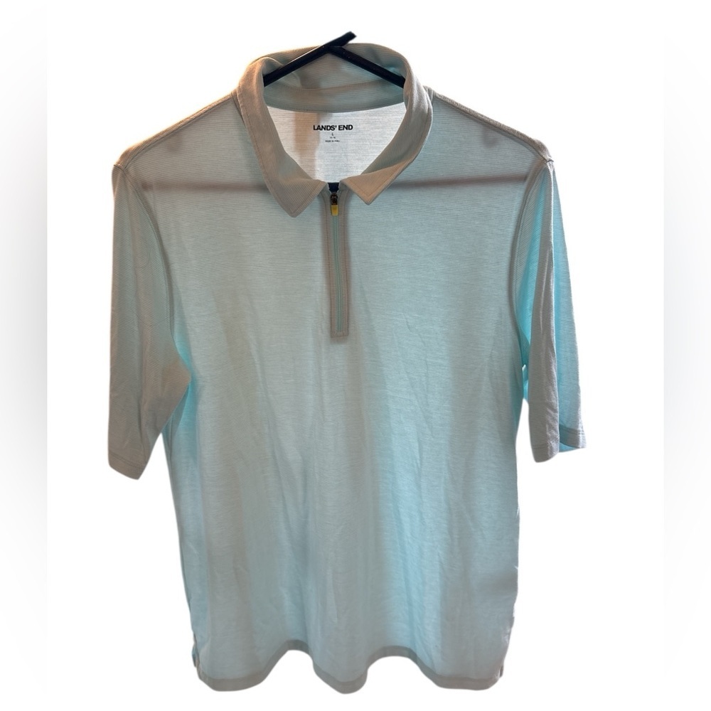 Lands End CLOSET CLEANOUT lightweight Summer Shirt/Polo-light blue-Size L